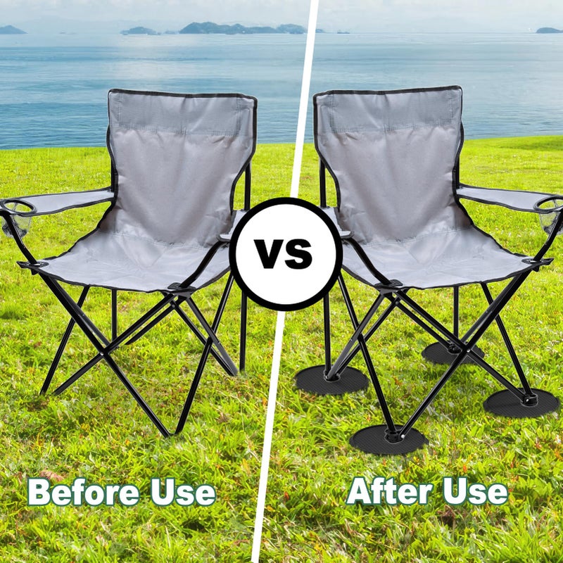COBARYEN Furniture Pads for Camping Chairs Anti-Sinking Outdoor Furniture Cups Chair Leg Protectors for Sand, Lawn or Soft Ground (4, Black, 5.35 in) - Image 4